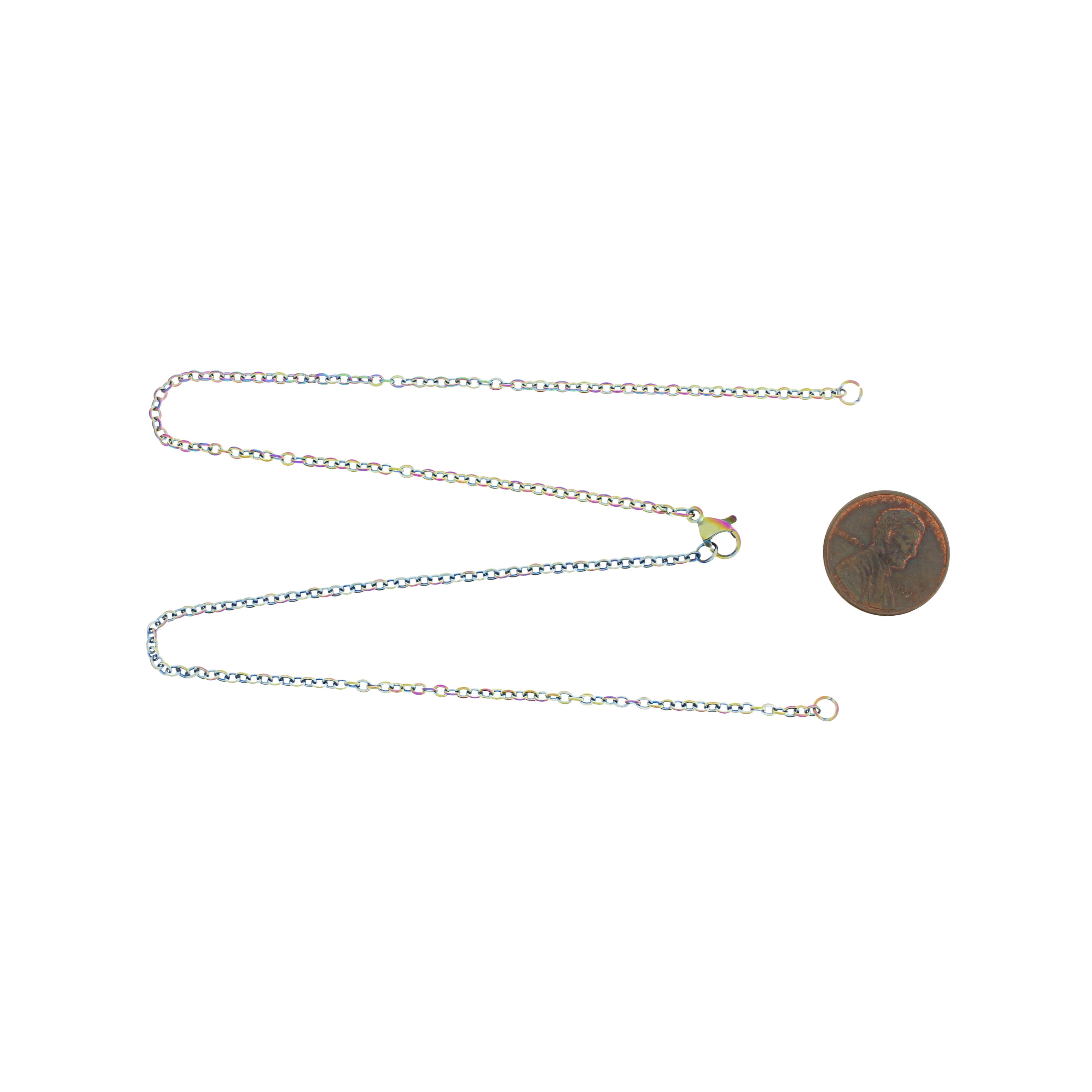 Rainbow Electroplated Stainless Steel Curb Connector Chain Necklace 16"- 2mm - Choose Your Quantity!