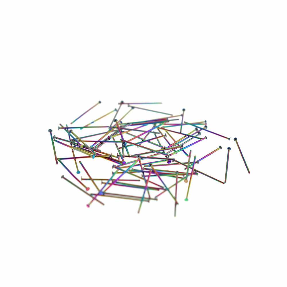Rainbow Electroplated Stainless Steel Flat Head Pins - 20mm - 50 Pieces - PIN023