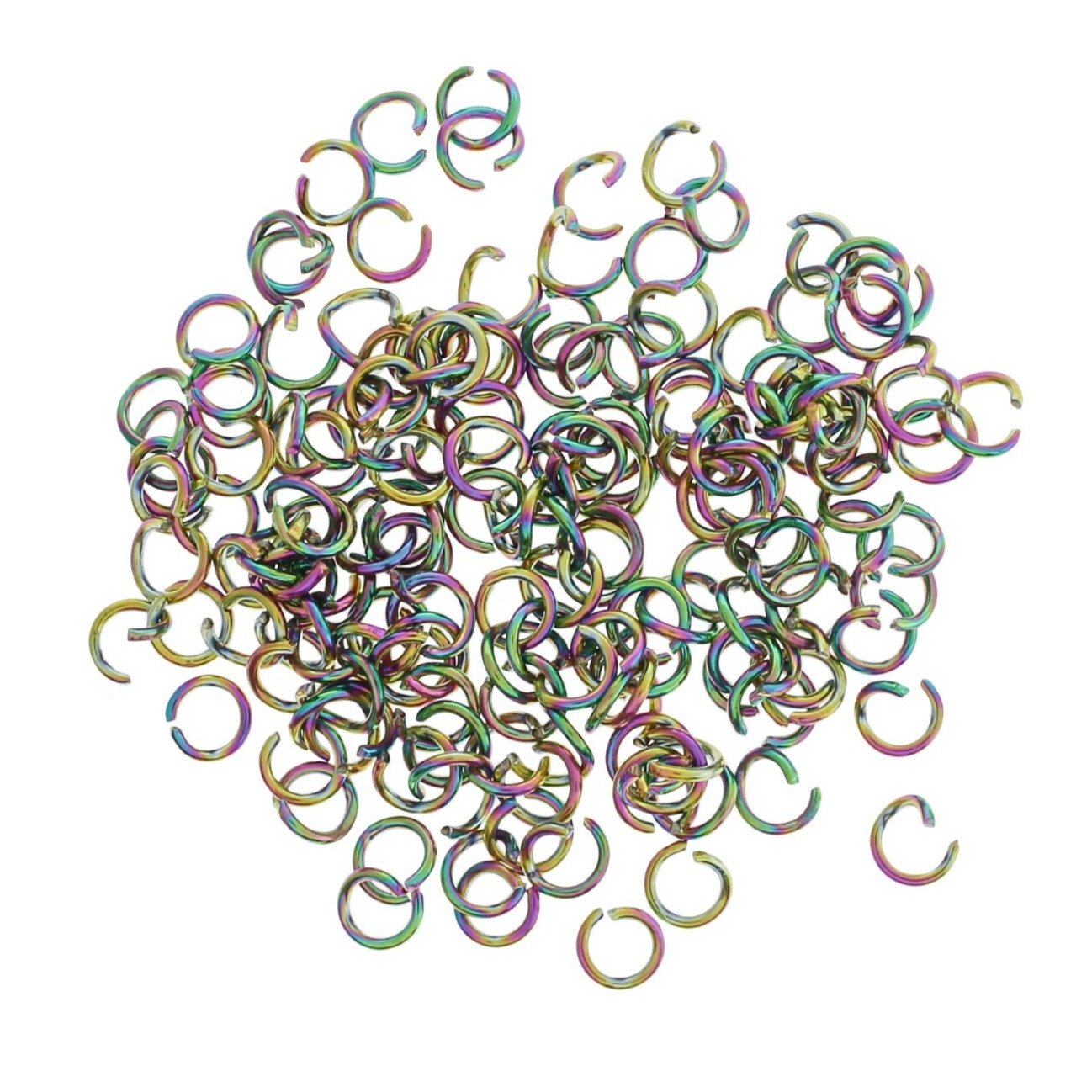 Rainbow Electroplated Stainless Steel Jump Rings 3.5mm x 0.6mm - Open 22 Gauge - 100 Rings - SS064