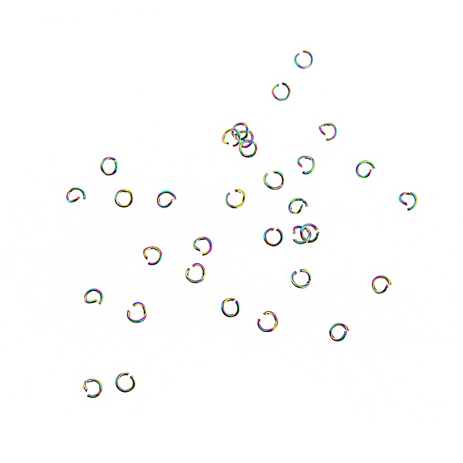 Anneaux de jonction en acier inoxydable galvanisé arc-en-ciel 3,5 mm x 0,6 mm - Calibre 22 ouvert - 25 anneaux - SS046