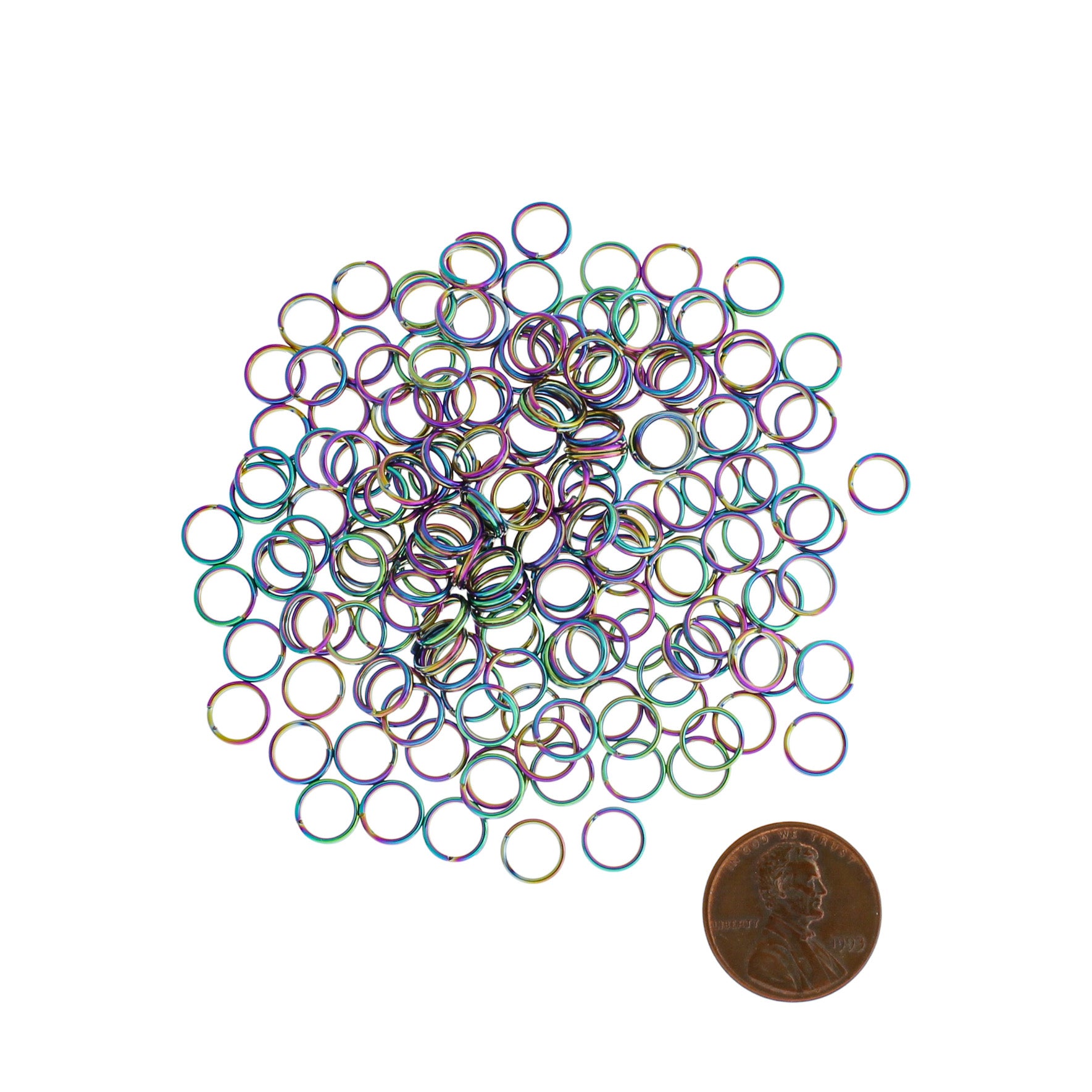 Anneaux fendus en acier inoxydable galvanisé arc-en-ciel - 7 mm - 10 pièces - SS022
