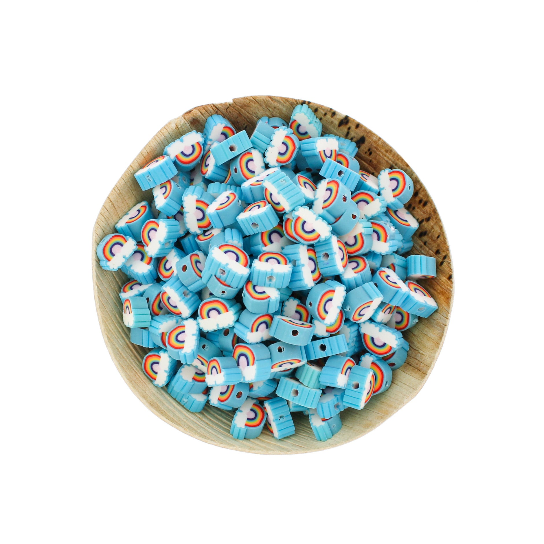 Perles en pâte polymère arc-en-ciel 10 mm x 4 mm - 25 perles - BD158