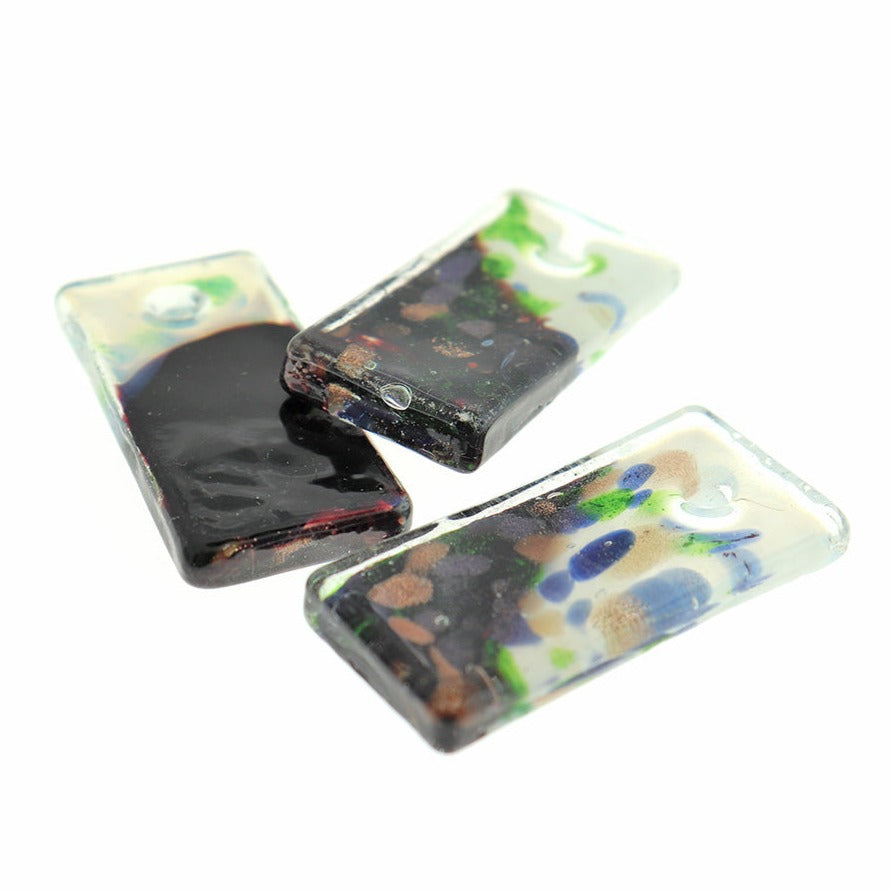 Pendentif en verre rectangle arc-en-ciel 2 côtés - Z1678