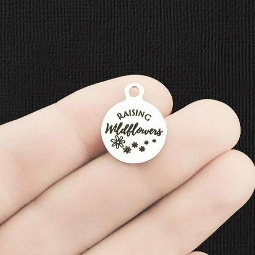 Raising Wildflowers Stainless Steel Small Round Charms - BFS002-6082