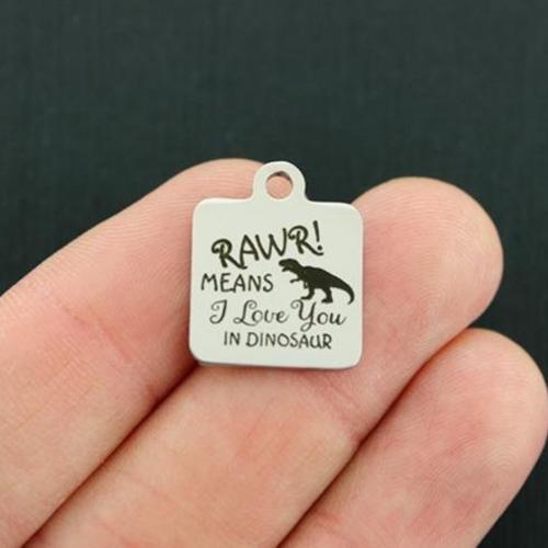 Rawr Stainless Steel Charms - means I love you in dinosaur - BFS013-4709