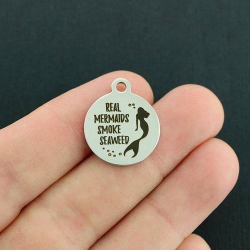 Real Mermaids Stainless Steel Charms - Smoke Seaweed - BFS001-4074