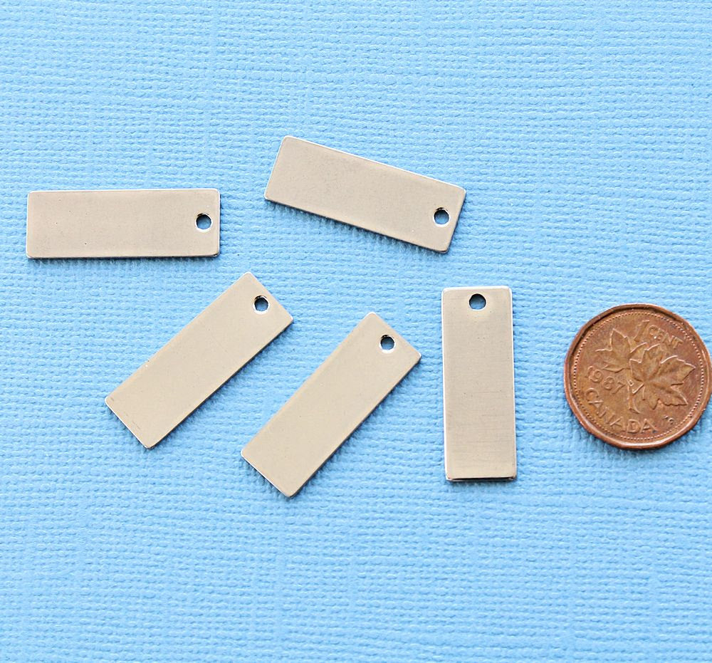 Rectangle Stamping Blanks - Stainless Steel - 25mm x 9mm - 5 Tags - MT090