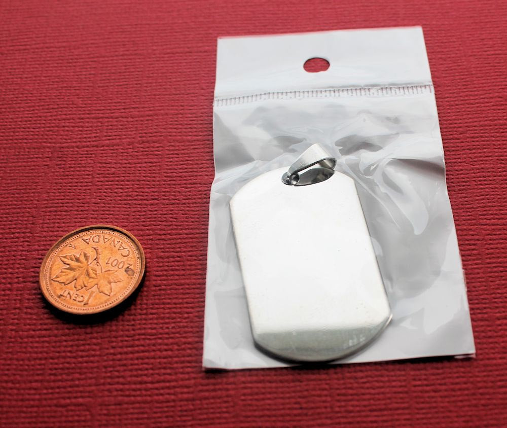 Rectangular Dog Tag Stamping Blanks - Stainless Steel - 25mm x 44mm - 5 Tags - MT091A