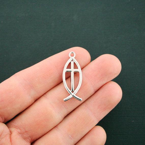 Poisson Religieux Ton Argent Charm 2 Faces - SC6572