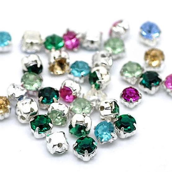 Rhinestone Spacer Beads 5mm - Assorted Rainbow Colors - 40 Beads - SC1923