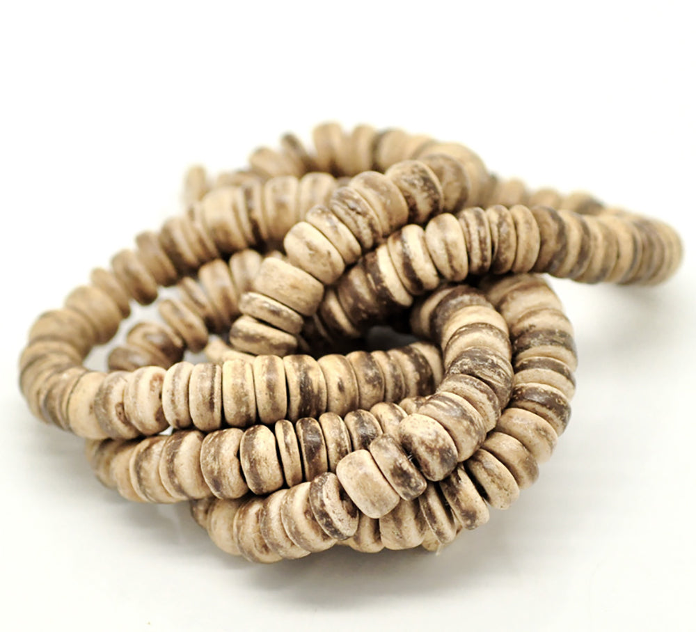 Perles de noix de coco Rondelle 8mm - Noix de coco naturelle - Perles 1 rang - BD1194