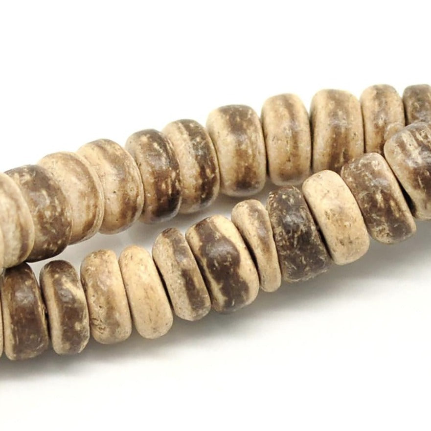 Perles de noix de coco Rondelle 8mm - Noix de coco naturelle - Perles 1 rang - BD1194
