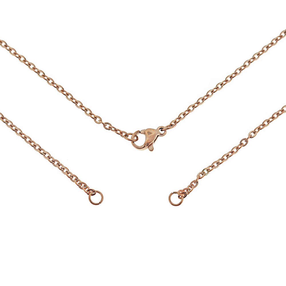 Rose Gold Stainless Steel Cable Chain Connector Necklace 18" - 2mm - Choose Your Quantity!