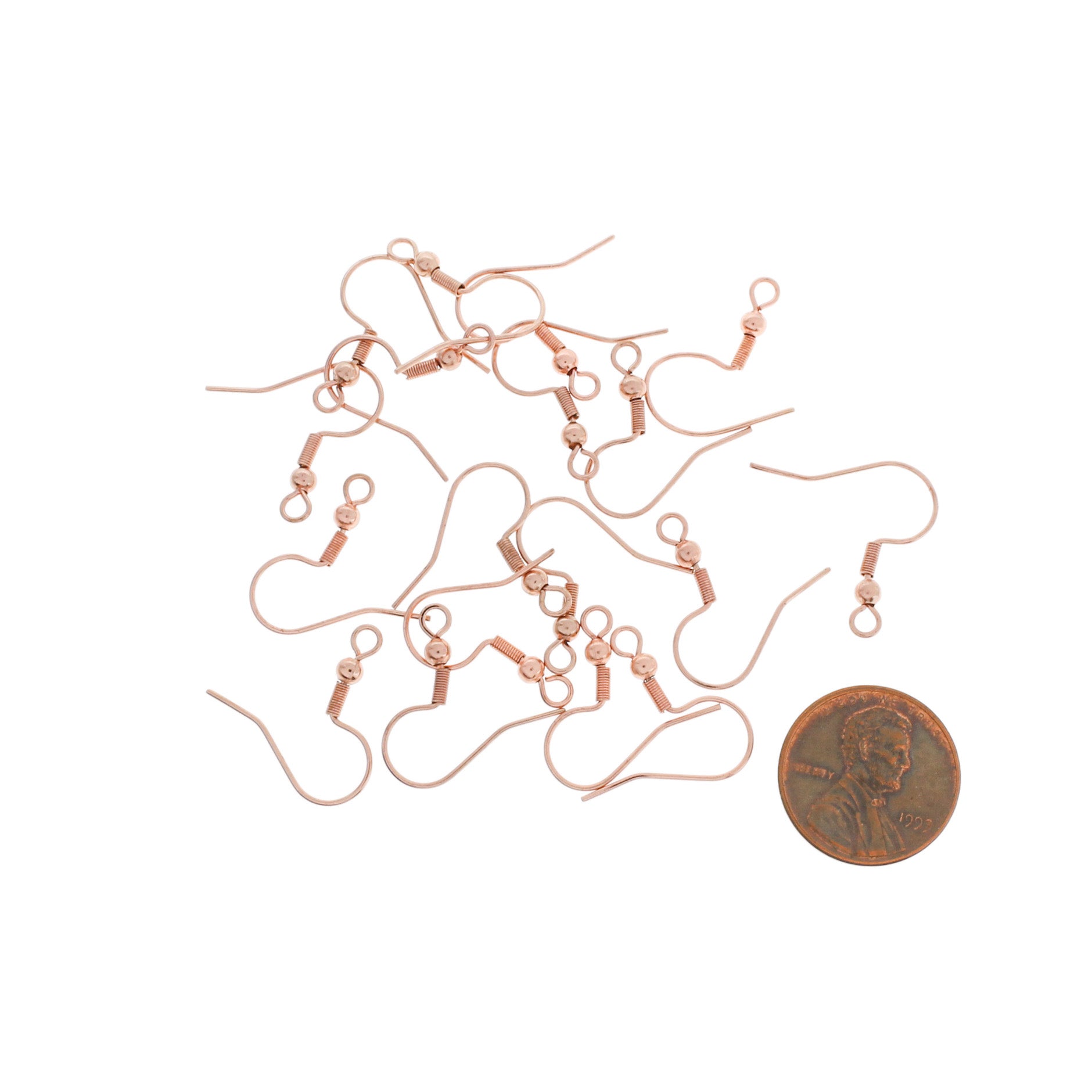 Rose Gold Stainless Steel Earrings - French Style Hooks - 20mm x 17mm - 10 Pieces 5 Pairs - FD1047