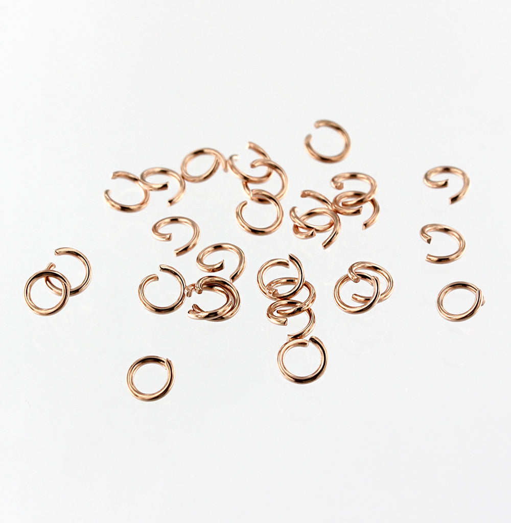 Rose Gold Stainless Steel Jump Rings 5mm x 0.8mm - Open 20 Gauge - 50 Rings - SS058