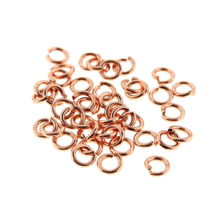 Anneaux de jonction en acier inoxydable or rose 6 mm x 1,2 mm - Calibre 16 ouvert - 25 anneaux - SS056
