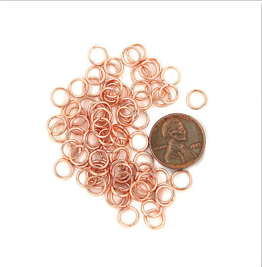 Rose Gold Stainless Steel Jump Rings 7mm x 1mm - Open 18 Gauge - 50 Rings - J104