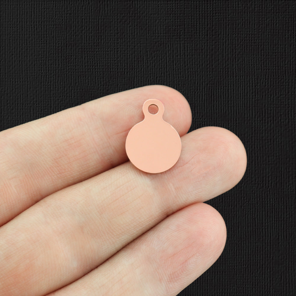 Breloques en acier inoxydable or rose - Alphabet complet 26 lettres - Alphabet minuscule - 13 mm avec boucle - ALPHA1400BFSROGOLD