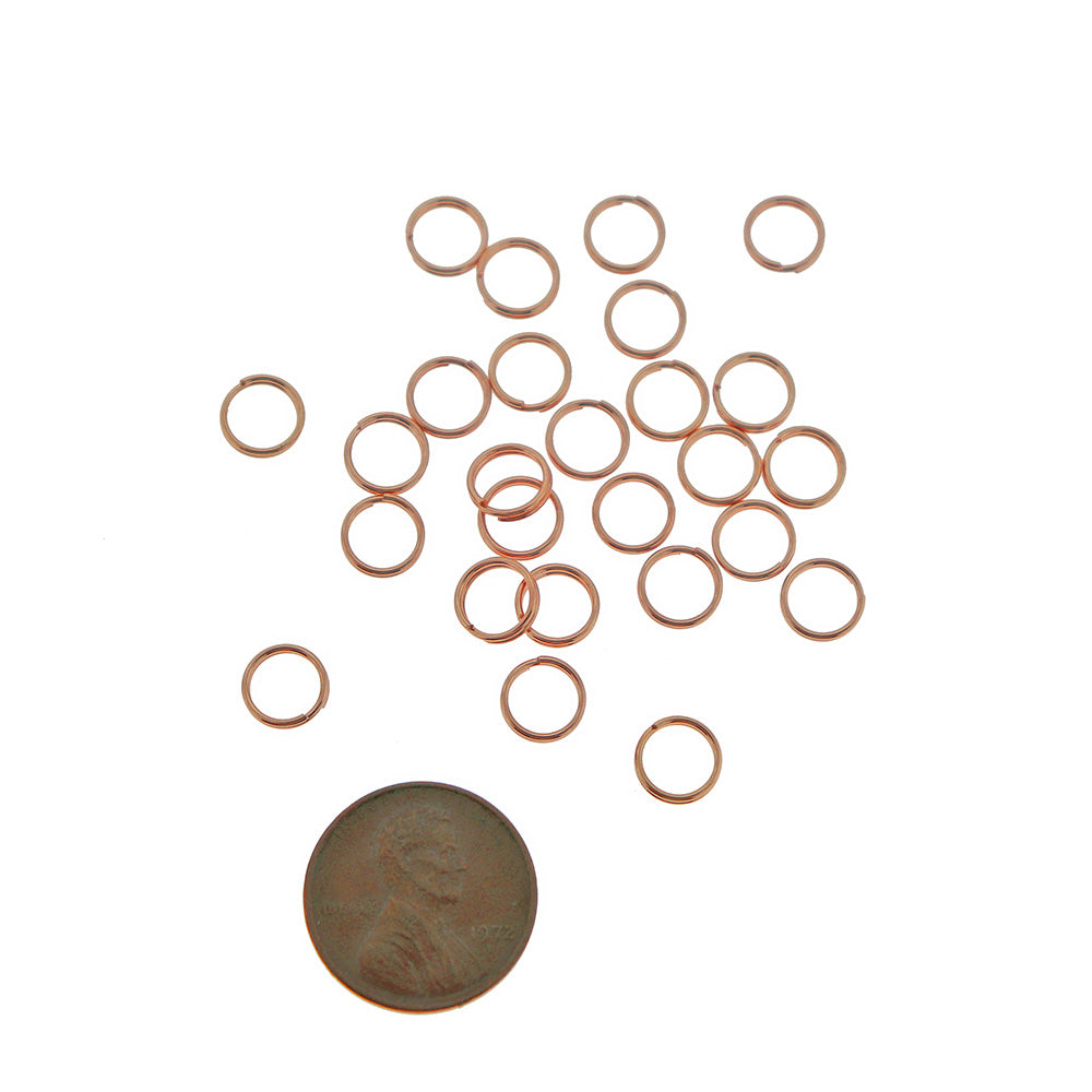 Anneaux fendus en acier inoxydable or rose 7 mm x 1,3 mm - Calibre 16 ouvert - 20 anneaux - SS094