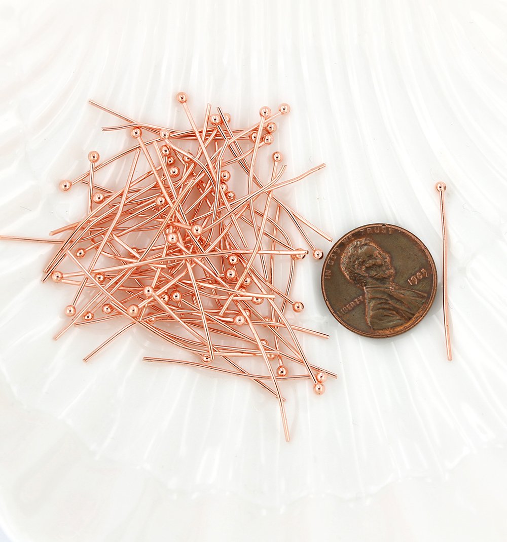 Rose Gold Tone Ball Head Pins - 30mm - 300 Pieces - PIN043