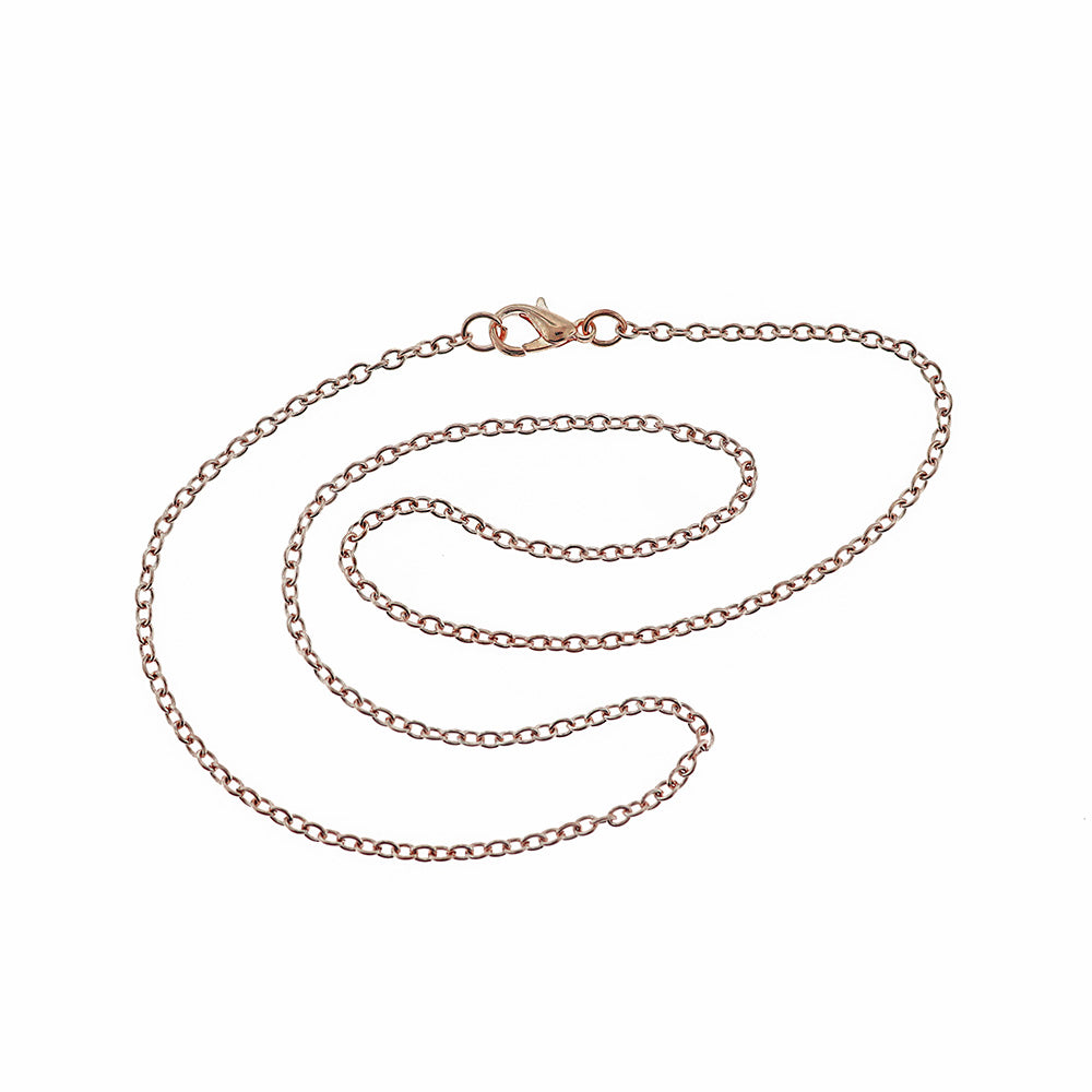 Collier chaîne câble ton or rose 18"- 2mm - 10 colliers - N591