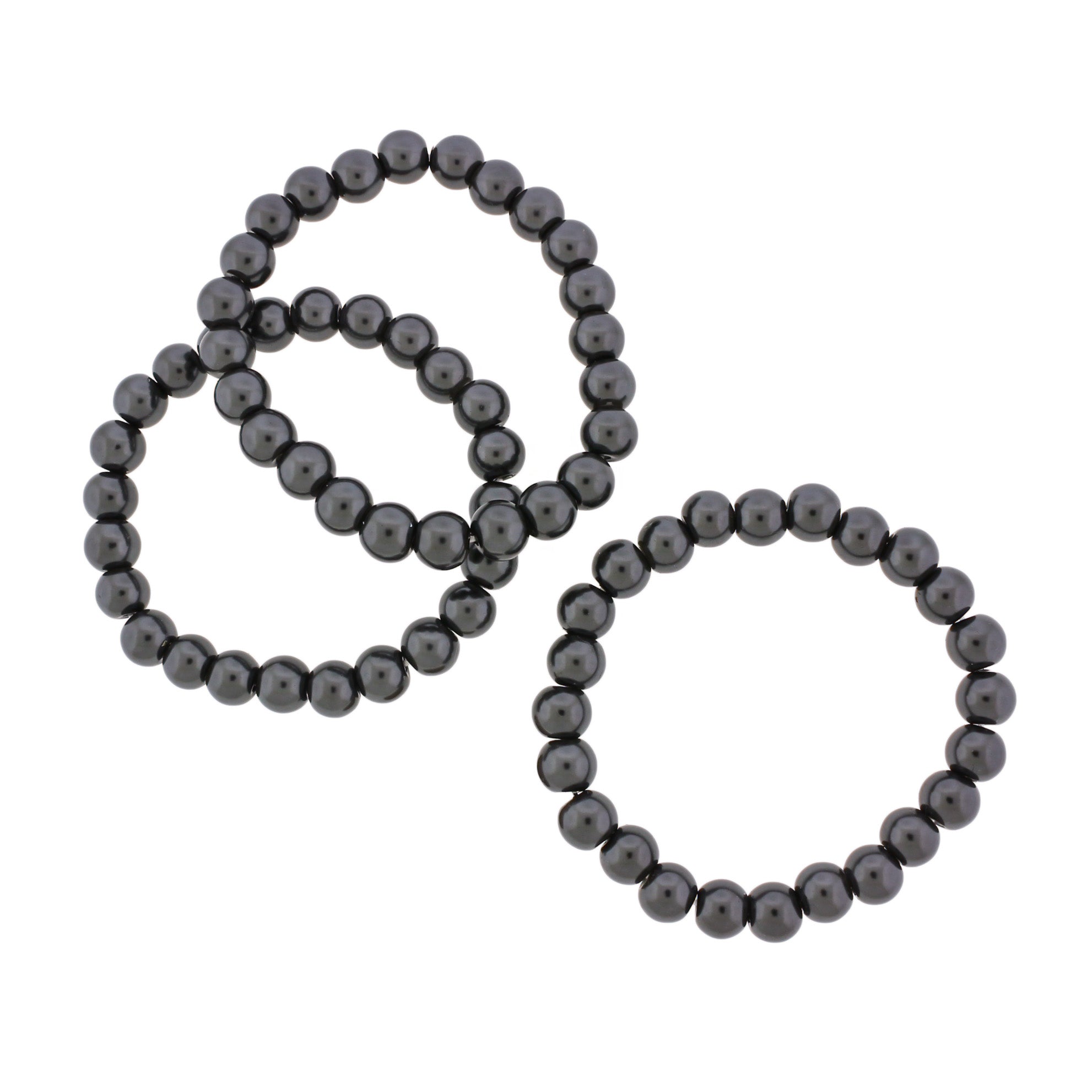 Bracelet Perles Acryliques Rondes - 47mm - Gris Anthracite - 1 Bracelet - BB185
