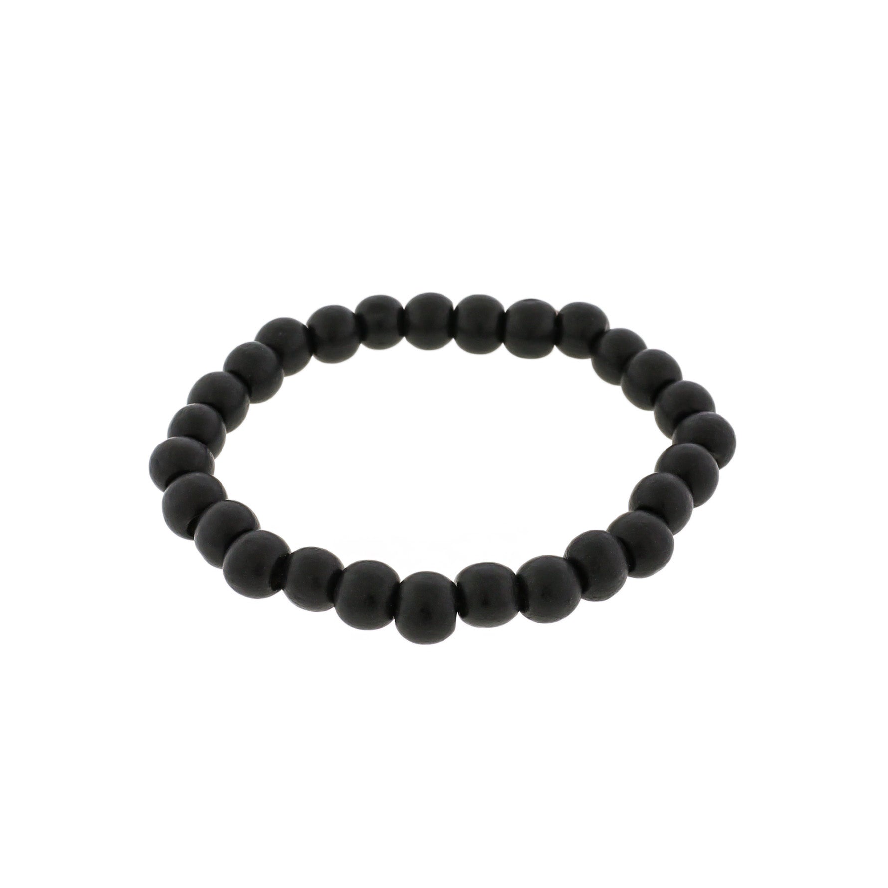 Round Acrylic Bead Bracelet - 8mm - Black - 1 Bracelet - BB196