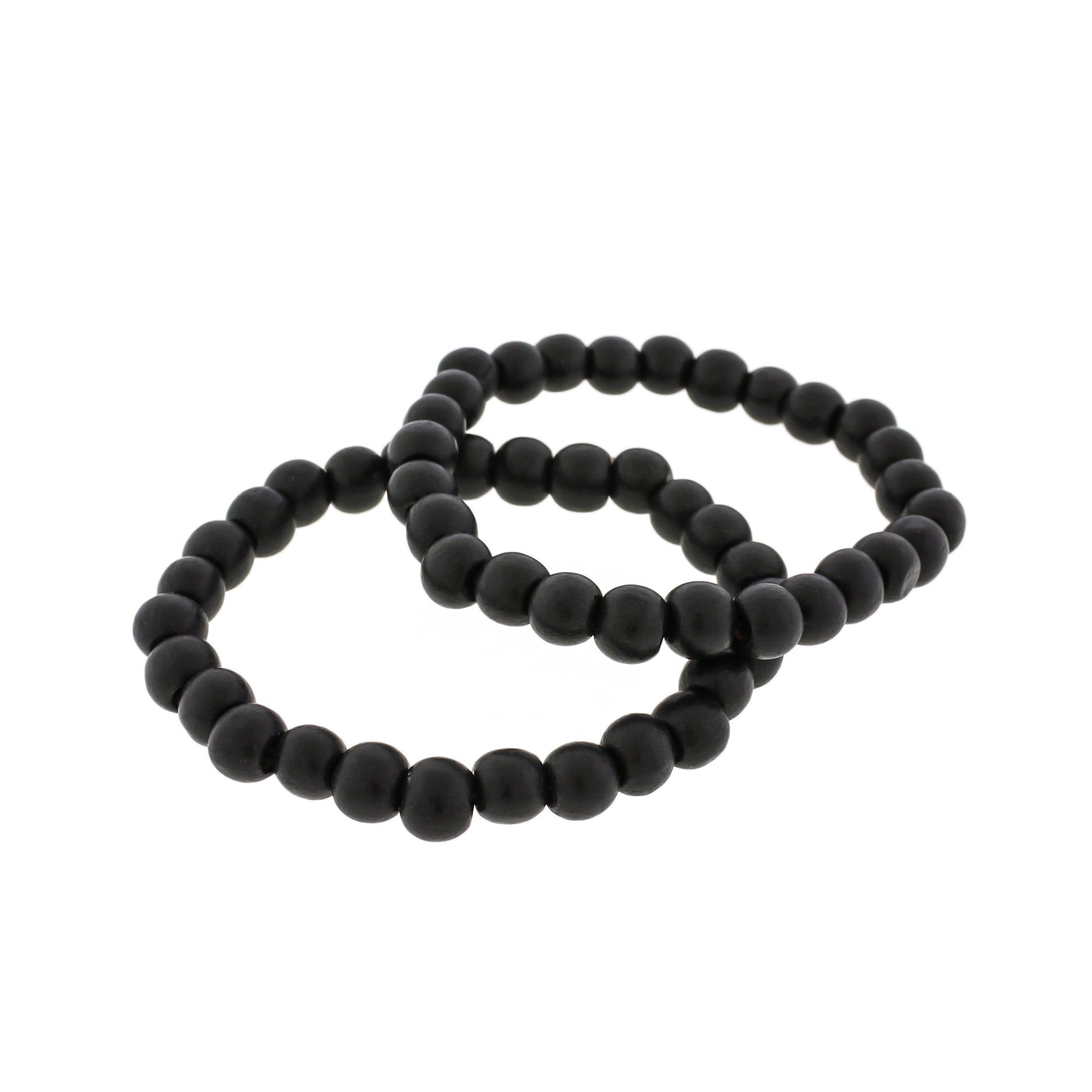 Round Acrylic Bead Bracelet - 8mm - Black - 1 Bracelet - BB196