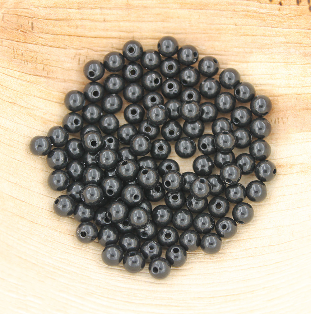 Round Acrylic Beads 5mm - Midnight Black - 250 Beads - BD039