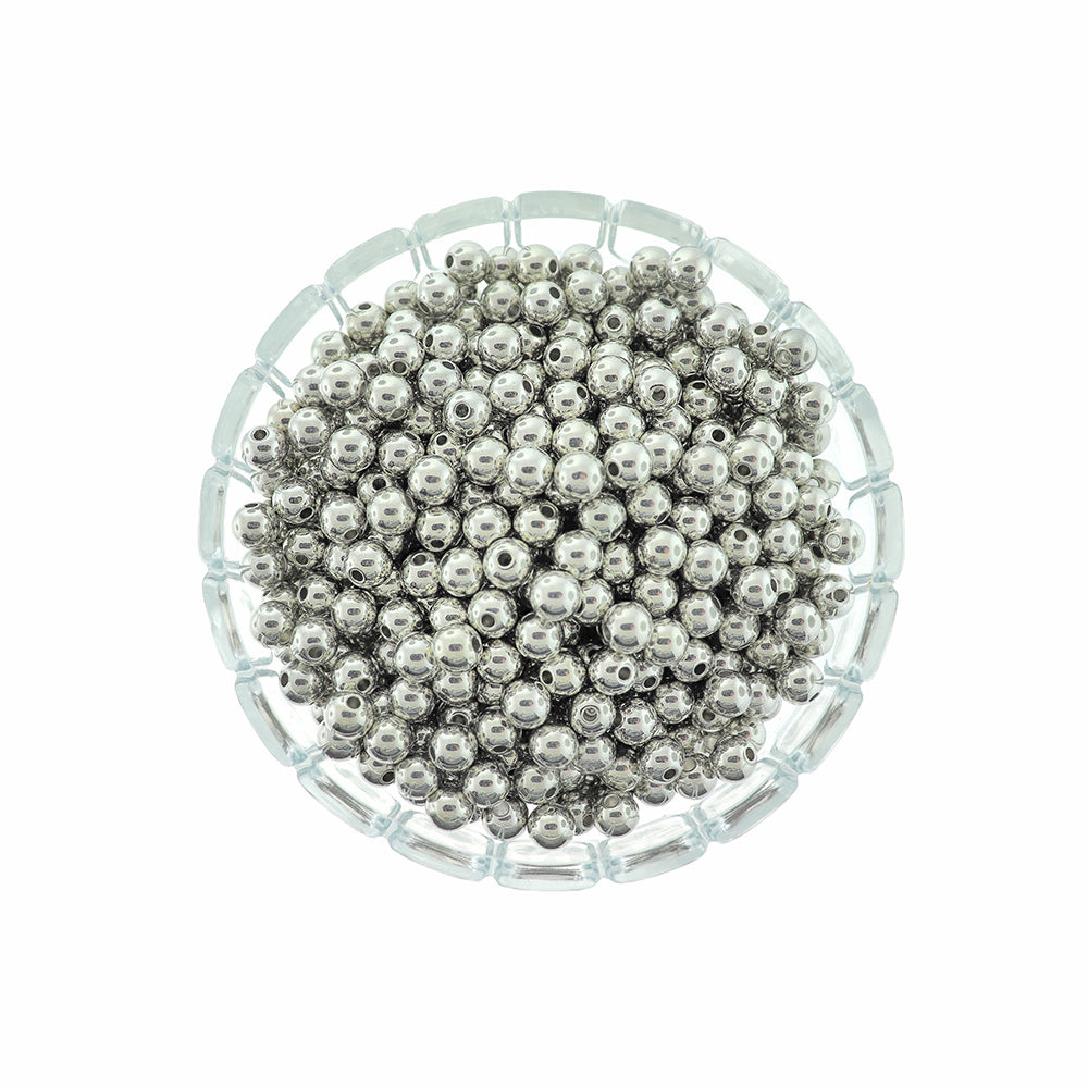 Round Acrylic Beads 8mm - Metallic Silver - 50 Beads - BD1951