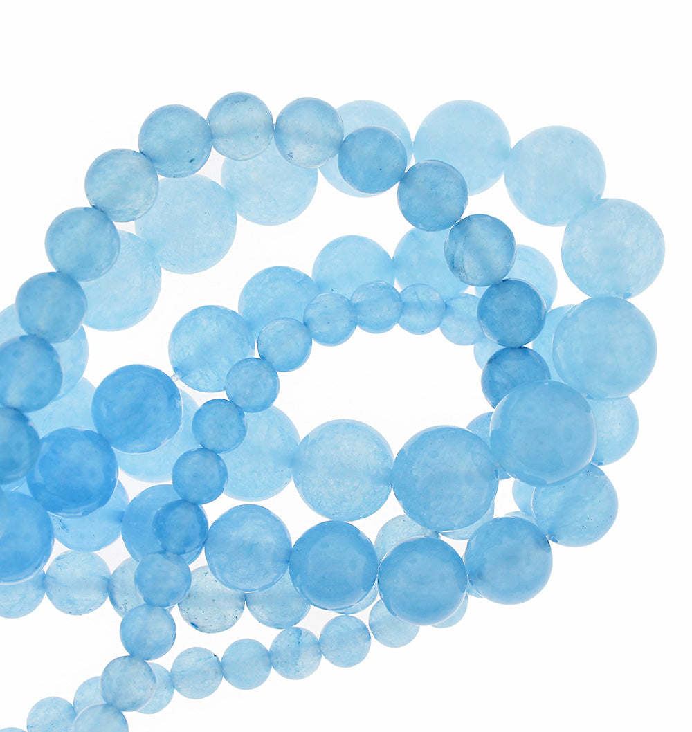 Round Aquamarine Beads 6mm -12mm - Choose Your Size - Pale Blue - 1 Full 15" Strand - BD1857