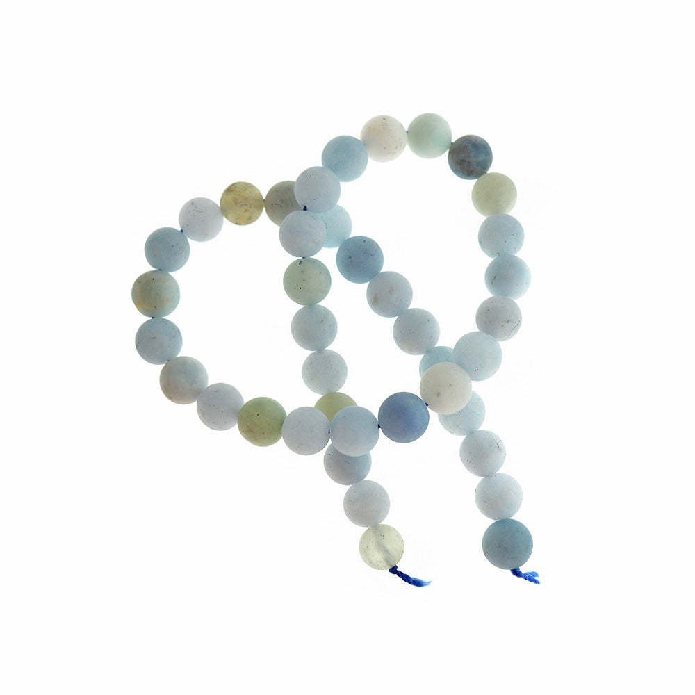 Round Aquamarine Beads 6mm -12mm - Choose Your Size - Pale Blue and Earth Tone - 10 Beads - BD659