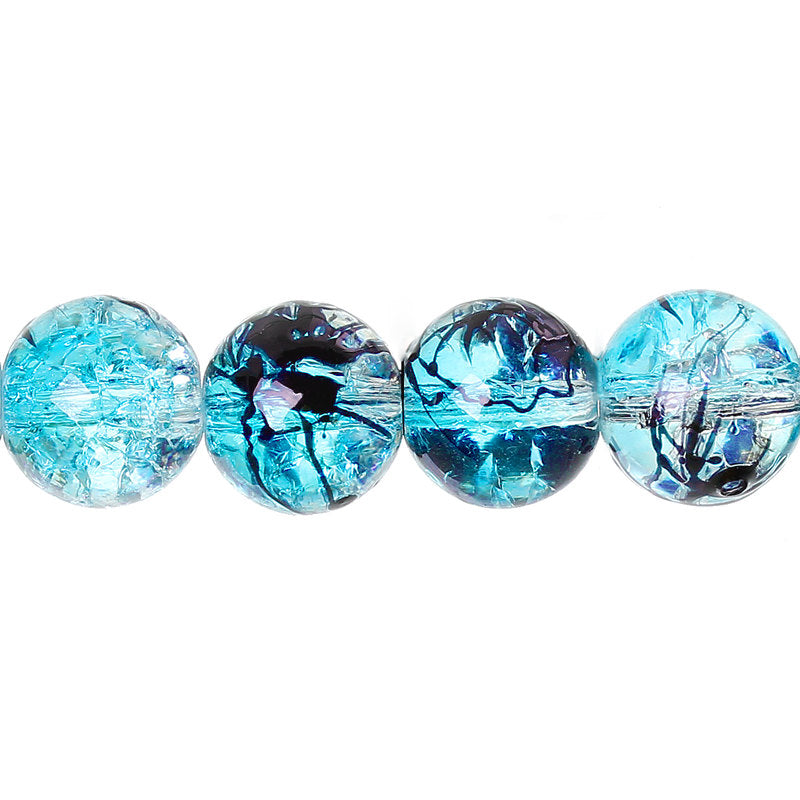Round Crackle Glass Beads - 10mm - 1 Strand ~85 Beads - Choose Your Color!