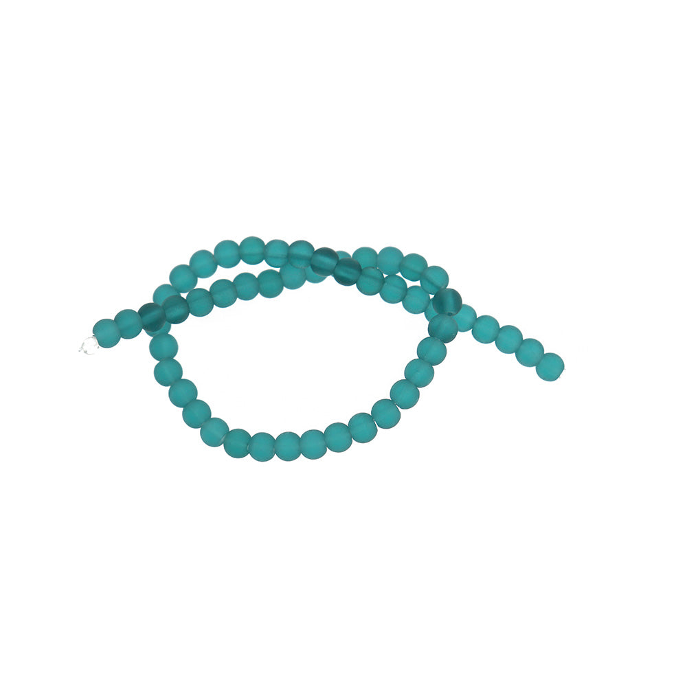 Round Cultured Sea Glass Beads 4mm - Frosted - 1 Strand 48 Beads - Choose Your Color!