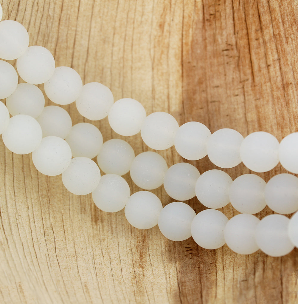 Round Cultured Sea Glass Beads - 8mm - 1 Strand 24 Beads - Choose Your Color!