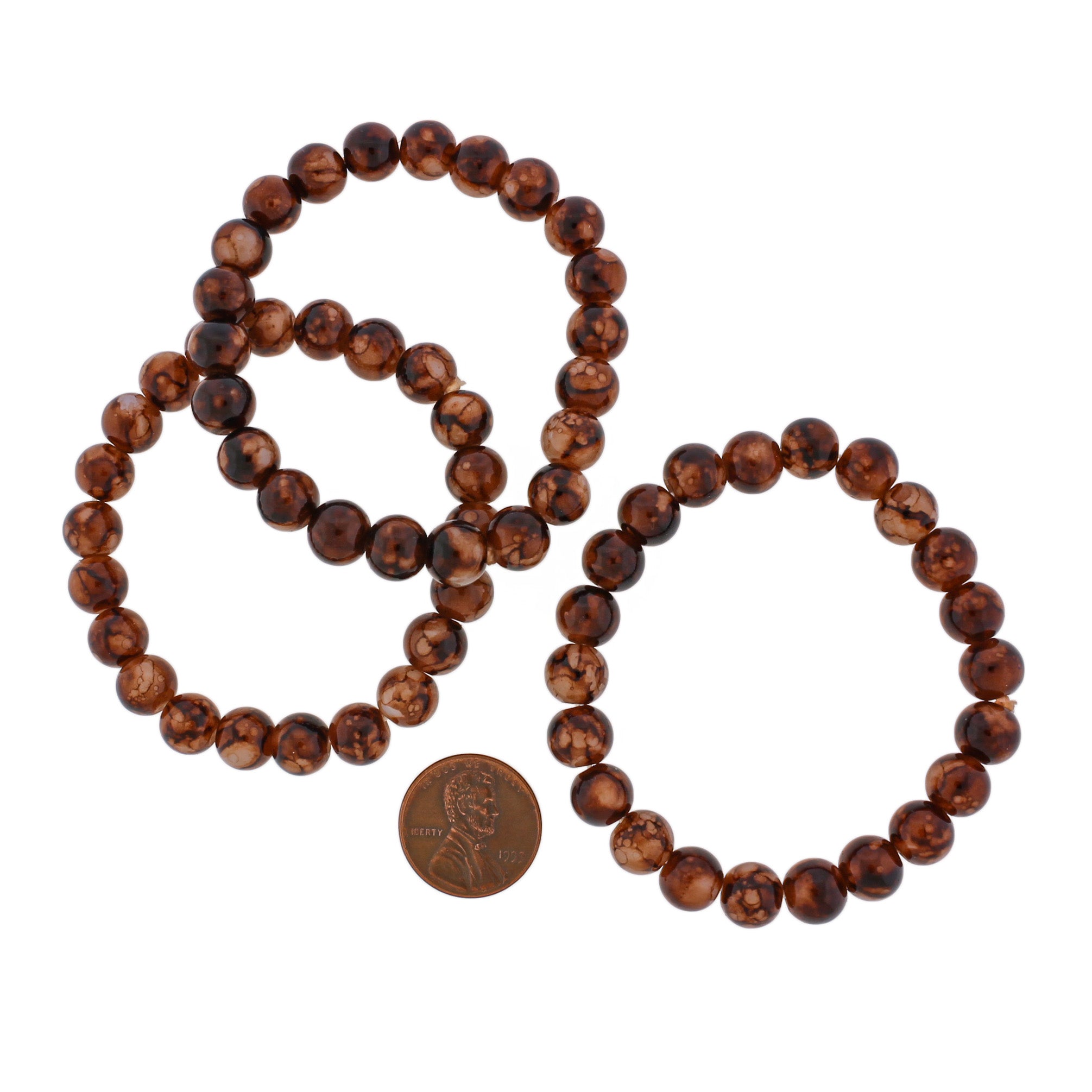 Round Glass Bead Bracelet - 8mm / 47mm - Choose Your Color - 1 Bracelet