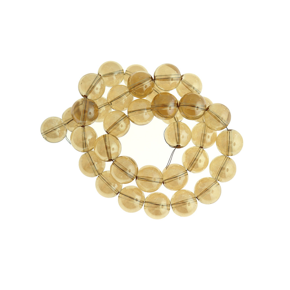 Round Glass Beads 12mm - Electroplated Orange - 1 Strand Beads - BD1216