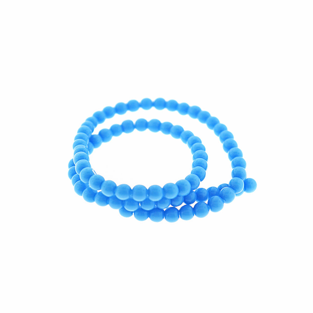 Round Glass Beads 5mm - Sky Blue - 1 Strand 76 Beads - BD2018