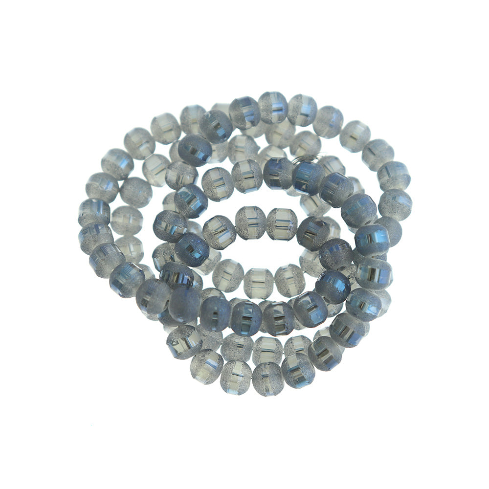 Round Glass Beads 6mm - Frosted Marine Blue - 1 Strand 100 Beads - BD1460