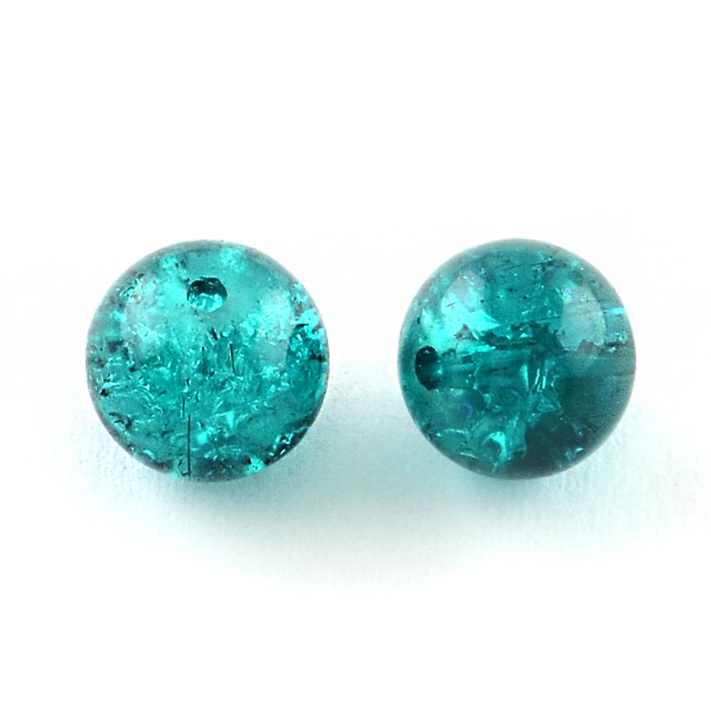 Round Glass Beads 7mm x 6mm - Crackle Rainbow Colors - 100 Beads - BD229