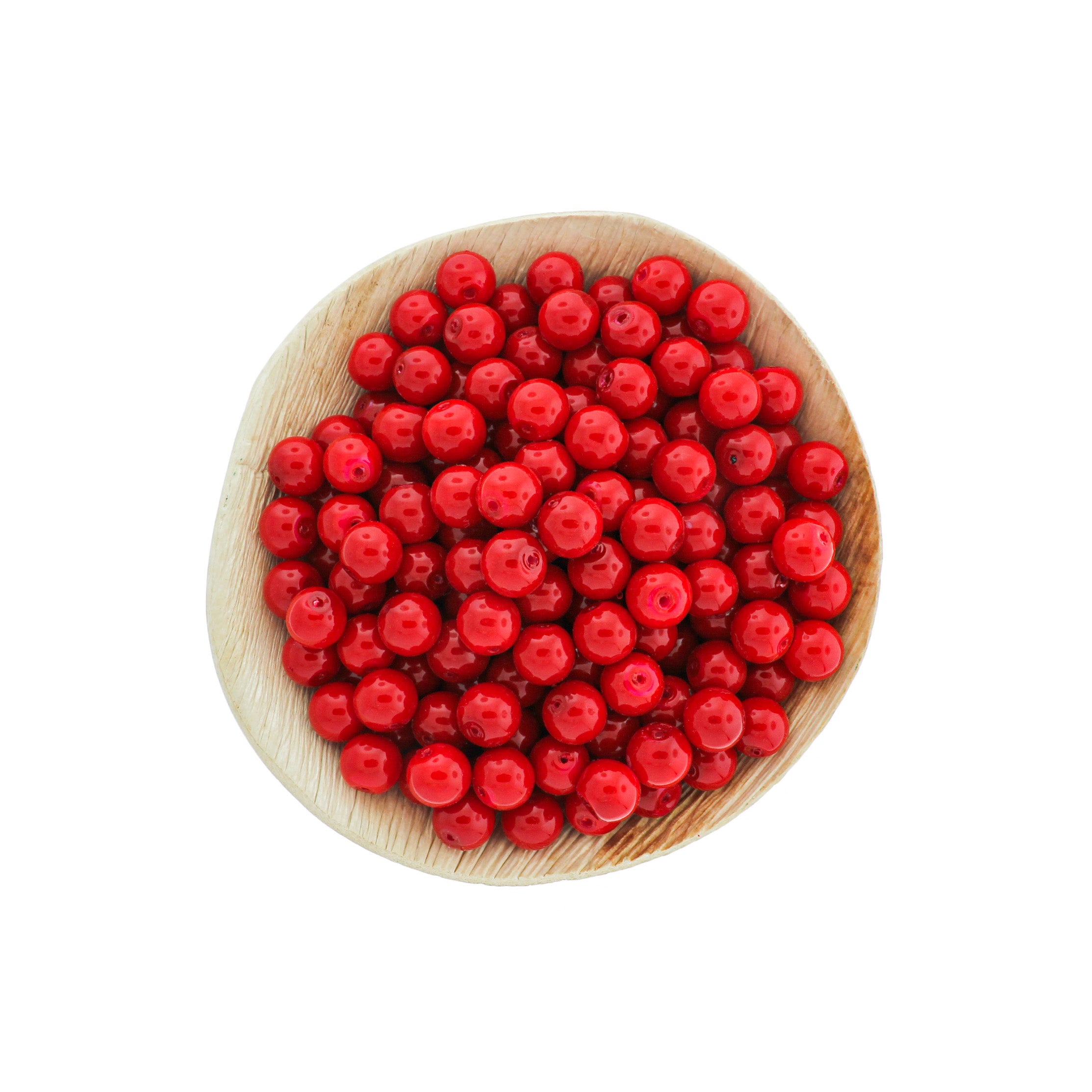 Perles Rondes en Verre 8mm - Rouge Cerise - 1 Rang 105 Perles - BD2714