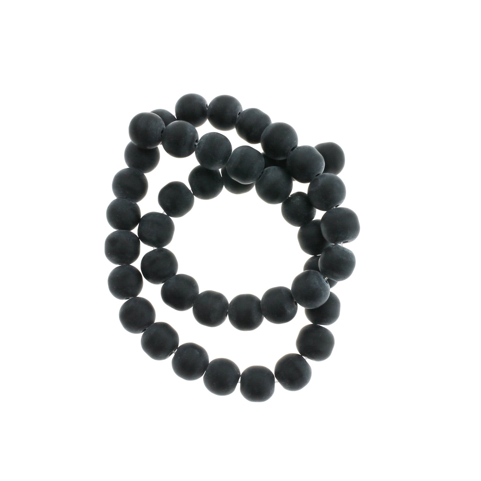 Round Glass Beads 8mm - Frosted Black - 1 Strand 40 Beads - BD529