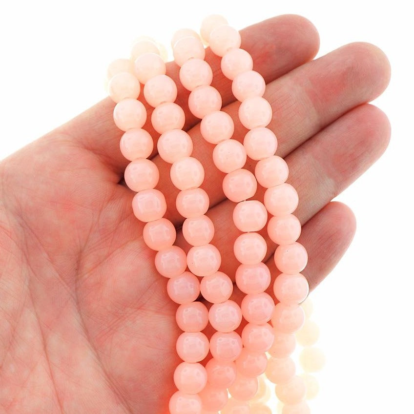 Round Glass Beads 8mm - Petal Pink - 1 Strand 110 Beads - BD2285