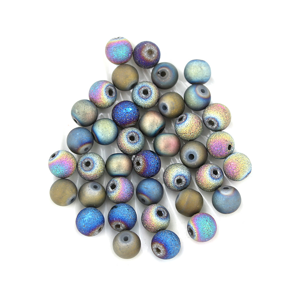 Round Glass Beads 8mm - Rainbow Colors - 50 Beads - BD404
