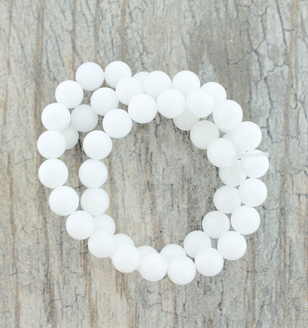 Perles d'agate naturelle rondes 4mm -10mm - Choisissez votre taille - Blanc laiteux - 1 brin complet de 14,5" - BD1866