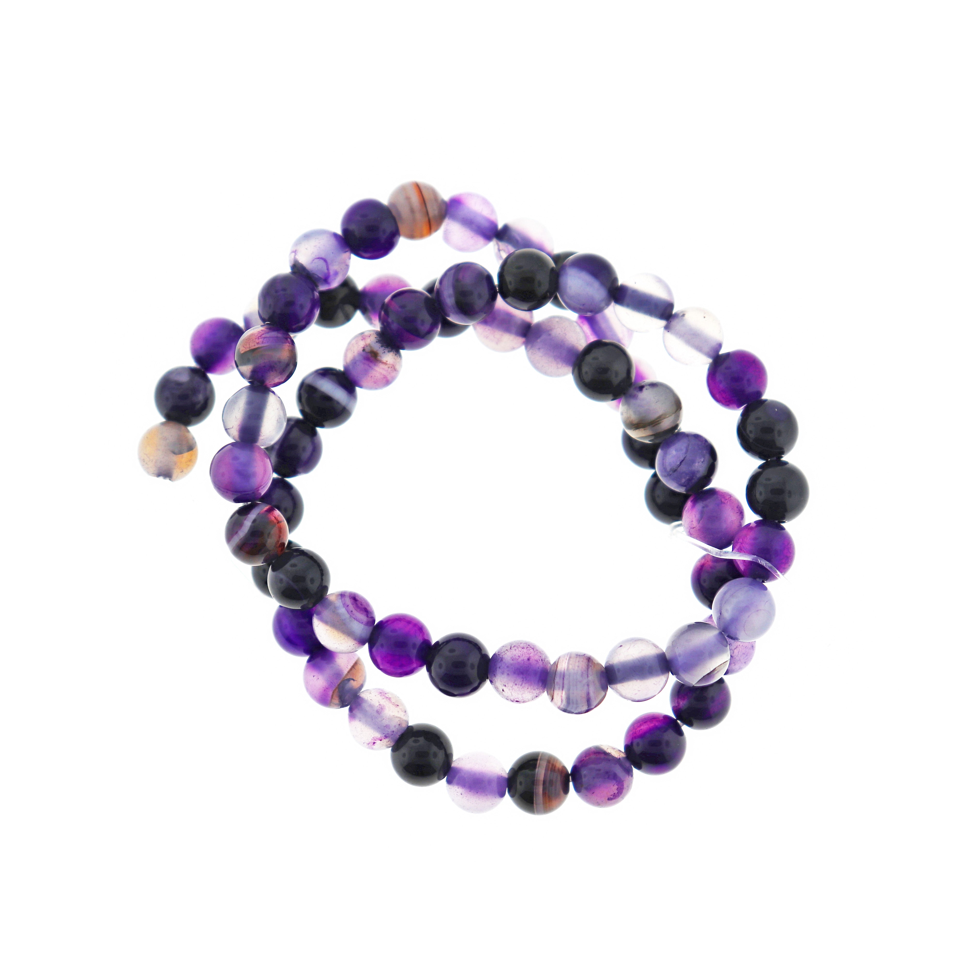 Round Natural Agate Beads 6mm - Violet - 1 Strand 63 Beads - BD2468