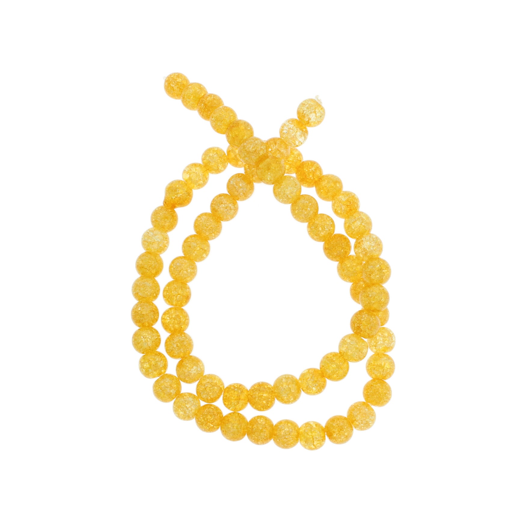 Round Natural Agate Beads 6mm - Yellow Polished Crackle - 1 Strand 62 Beads - BD1432