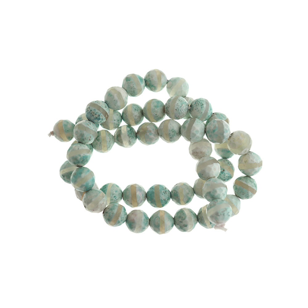 Round Natural Agate Beads 8mm - Light Blue - 1 Full Strand 48 Beads - BD1750