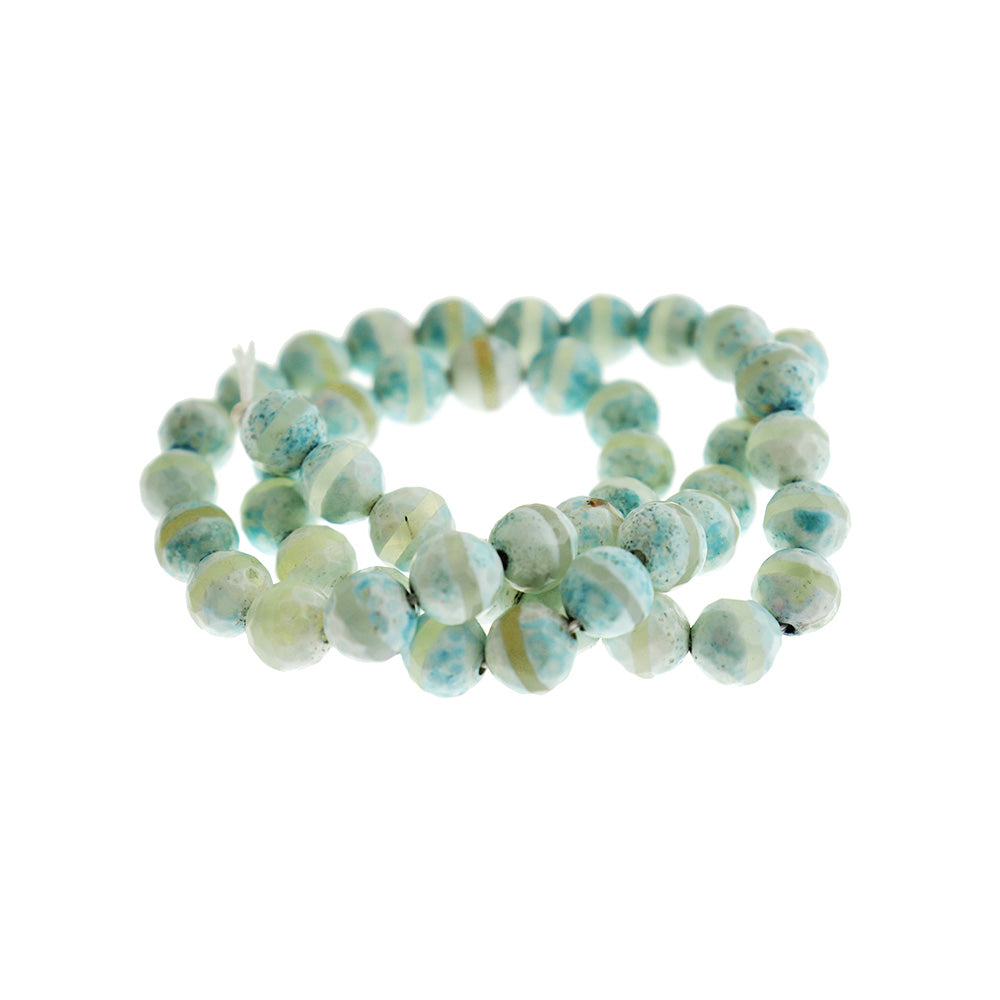 Round Natural Agate Beads 8mm - Light Blue - 1 Full Strand 48 Beads - BD1750