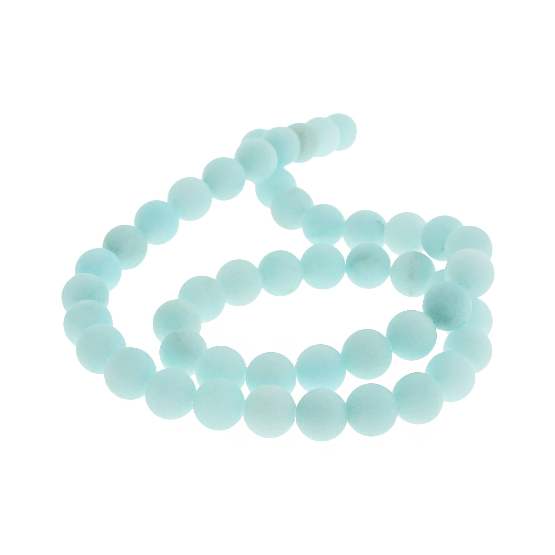 Perles Rondes Amazonite Naturelle 8mm - Bleu Clair Givré - 1 Rang 49 Perles - BD1561